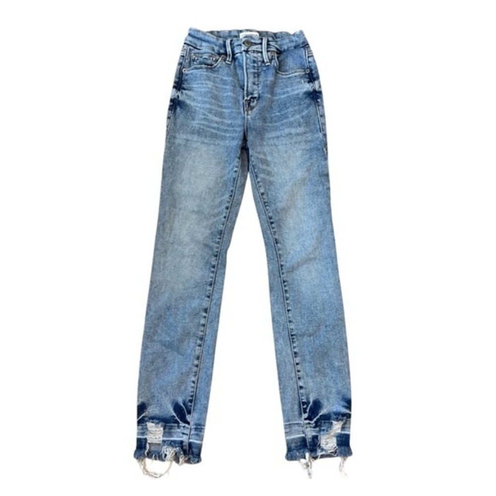 Good American Good Legs High Rise Distressed Indigo321 Sz 00/24